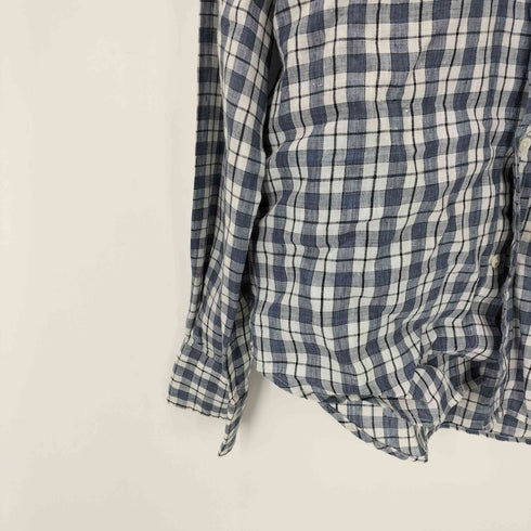 ユナイテッドアローズグリーンレーベルリラクシング UNITED ARROWS green label relaxing フレンチリネン チェックシャツ ボタンダウン メンズ JPN:M