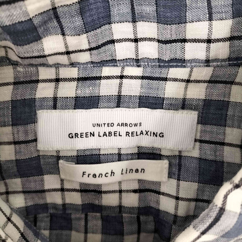 ユナイテッドアローズグリーンレーベルリラクシング UNITED ARROWS green label relaxing フレンチリネン チェックシャツ ボタンダウン メンズ JPN:M