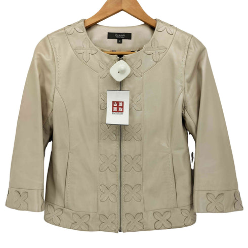 CLASSY ラムレザー ノーカラー ジップアップジャケット レディース JPN:M