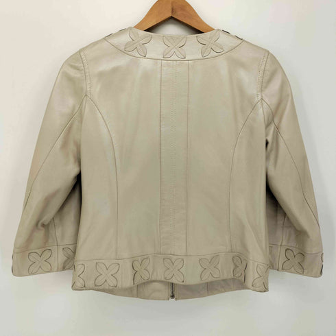 CLASSY ラムレザー ノーカラー ジップアップジャケット レディース JPN:M