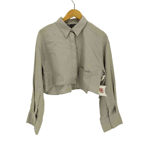ザラ ZARA クロップドブラウス ピンストライプ レディース JPN:L
