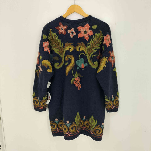 ローラアシュレイ LAURA ASHLEY 花柄 刺繍 ウール混 ニットカーディガン レディース import:M