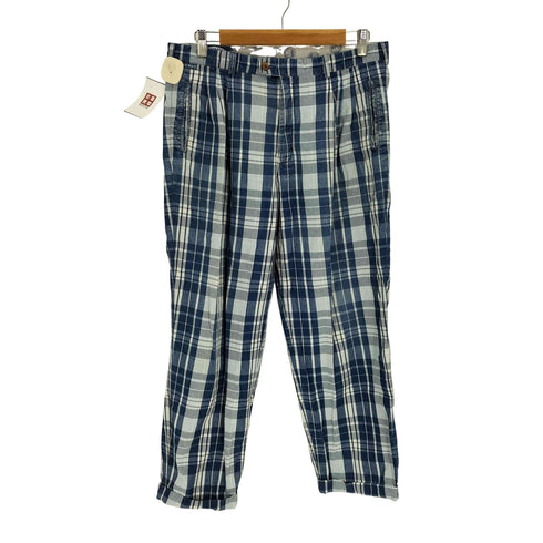 ブルーウィリーズ BLUE WILLIS 90-00S インディゴ チェック 2タック コットン スラックス パンツ OPTI ジップ メンズ 36