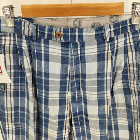 ブルーウィリーズ BLUE WILLIS 90-00S インディゴ チェック 2タック コットン スラックス パンツ OPTI ジップ メンズ 36