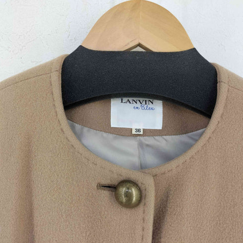 ランバンオンブルー LANVIN en Bleu ウール ノーカラーコート レディース