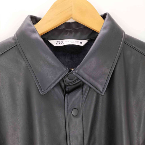 ザラ ZARA S/S フェイクレザースナップボタンシャツ メンズ JPN:XL