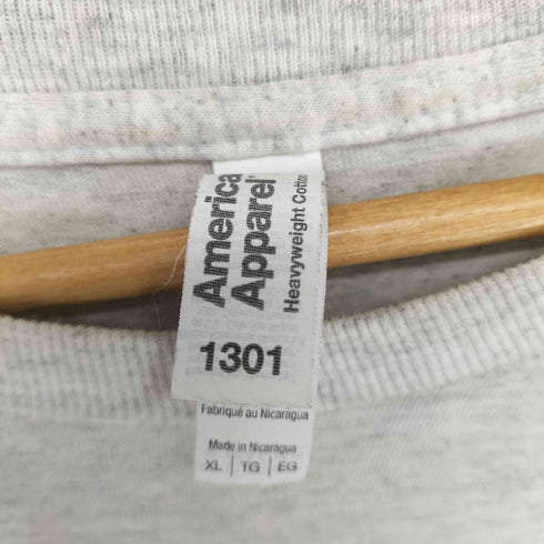 アメリカンアパレル AMERICAN APPAREL ETAVIRP 霜降り フロントロゴプリントクルーネックTシャツ メンズ JPN:XL