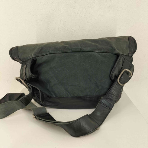 ヨウジヤマモトプールオム Yohji Yamamoto POUR HOMME 製品染め キャンバス レザー切替 ショルダーバッグ メンズ