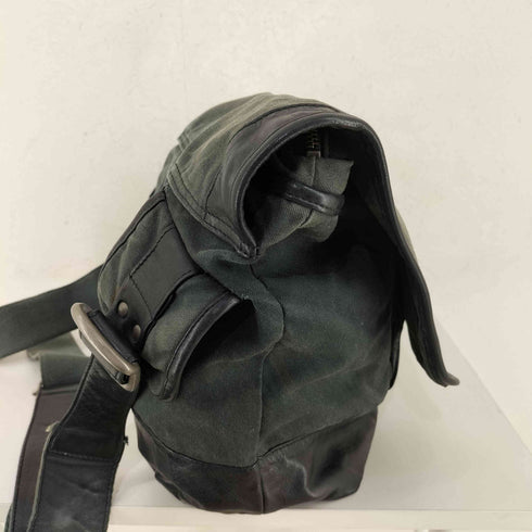 ヨウジヤマモトプールオム Yohji Yamamoto POUR HOMME 製品染め キャンバス レザー切替 ショルダーバッグ メンズ