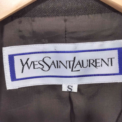 イヴサンローラン Yves Saint Laurent 80-90s ウール 4ポケット スタンドカラージャケット コート 肩パッド レディース