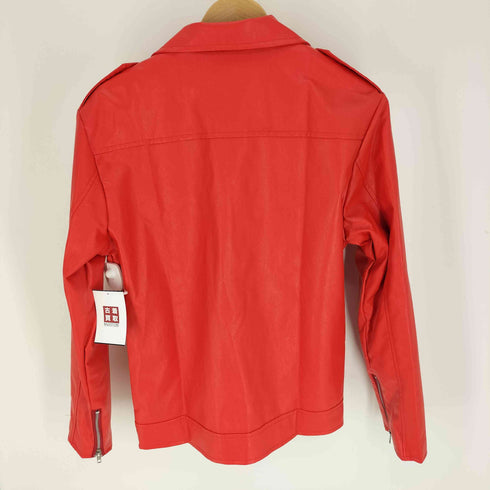 PU×POLYESTER フェイクレザー ダブルライダースジャケット メンズ import:XS