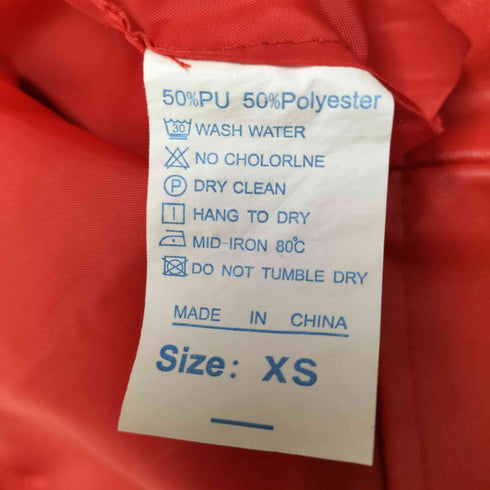 PU×POLYESTER フェイクレザー ダブルライダースジャケット メンズ import:XS