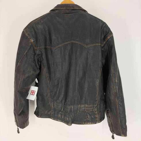 REAL LEATHER リアルレザー 本革 YKKジップ レザー ダブルライダースジャケット メンズ