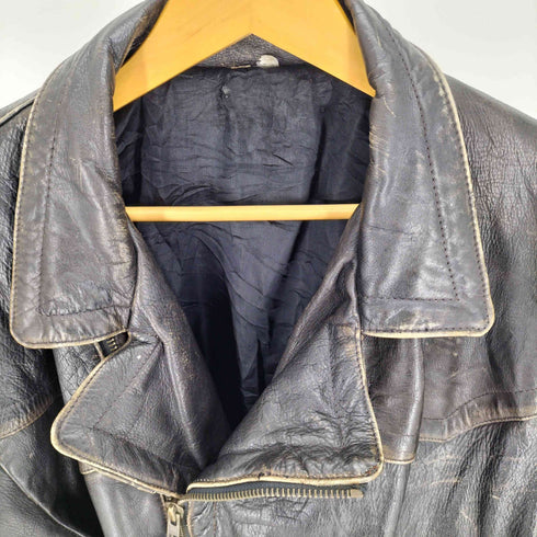 REAL LEATHER リアルレザー 本革 YKKジップ レザー ダブルライダースジャケット メンズ