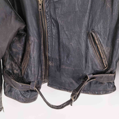 REAL LEATHER リアルレザー 本革 YKKジップ レザー ダブルライダースジャケット メンズ