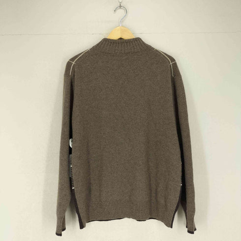 PURE CASHMERE チェック柄ハーフジップニット メンズ L