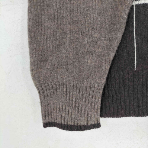 PURE CASHMERE チェック柄ハーフジップニット メンズ L