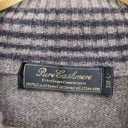 PURE CASHMERE チェック柄ハーフジップニット メンズ L