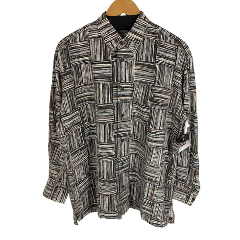 イッセイミヤケ ISSEY MIYAKE 1991AW 黒タグ 総柄 レーヨン 長袖シャツ メンズ M