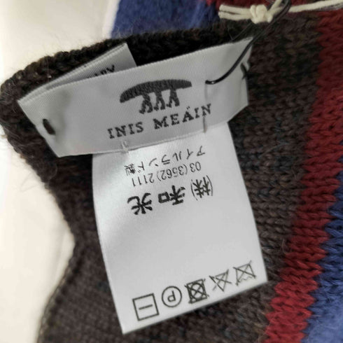 INIS MEAIN アルパカ コットンボーダーマフラー メンズ ONE SIZE