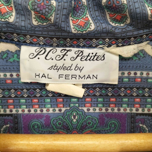 70s~ ilgwuタグ HAL FERMAN パターンプリーツワンピース MADE IN USA レディース