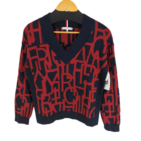 トミーヒルフィガー TOMMY HILFIGER スペルデザインVネックニット メンズ JPN:XS