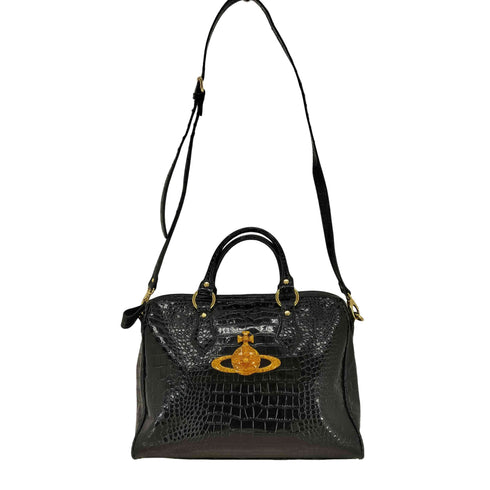 ヴィヴィアンウエストウッド Vivienne Westwood オーブ クロコ型押し エナメル 2way バッグ レディース