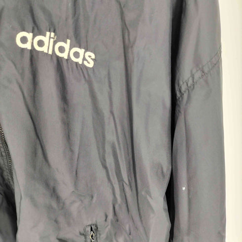 アディダス adidas 90S 万国旗タグ ロゴ刺繍 アシンメトリー スリーストライプ パッカブルフード ナイロンジャケット メンズ import:L
