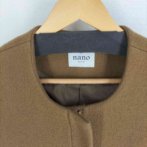 ナノユニバース NANO universe ノーカラー 比翼 ハーフコート レディース 38