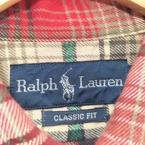 ラルフローレン RALPH LAUREN 90S ポニー刺繍 チェック ボタンダウンシャツ メンズ import:S