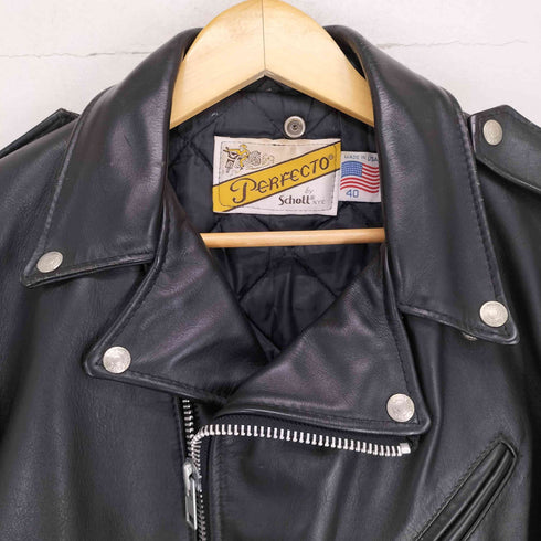 パーフェクトバイショット Perfecto by Schott USA製 バイカータグ ダブルライダースレザージャケット メンズ US:40