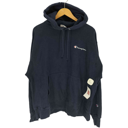 チャンピオン Champion 青単 復刻 REVERSE WEAVE リバースウィーブ ロゴ刺繍 目なし ポリコットン プルオーバーパーカー メンズ import:L