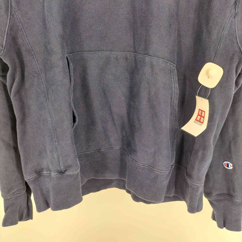 チャンピオン Champion 青単 復刻 REVERSE WEAVE リバースウィーブ ロゴ刺繍 目なし ポリコットン プルオーバーパーカー メンズ import:L