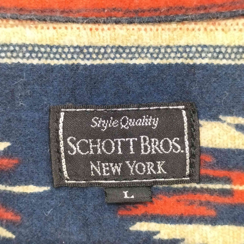 ショットブロス SCHOTT BROS. ネイティブ柄 開襟 ネルシャツ ロングスリーブシャツ メンズ JPN:L