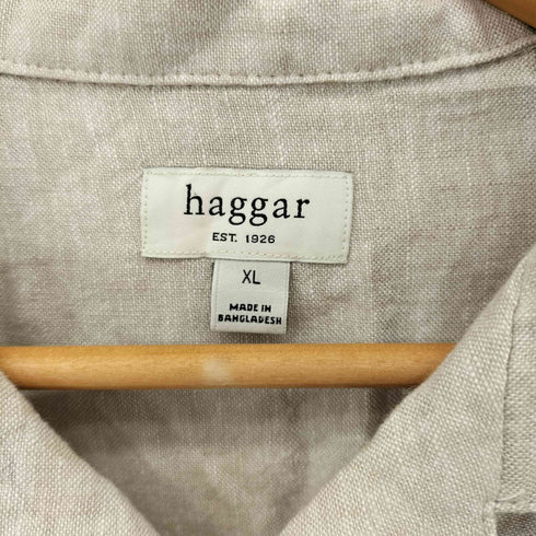 ハガー HAGGER リネンレーヨンフロントデザインオーバルカラーシャツ メンズ import:XL