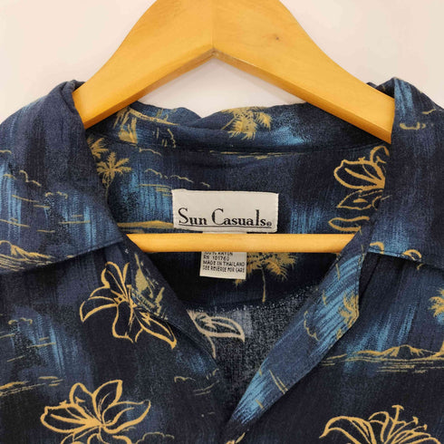 SUN CASUALS 花柄レーヨンオープンカラーシャツ メンズ import:XL