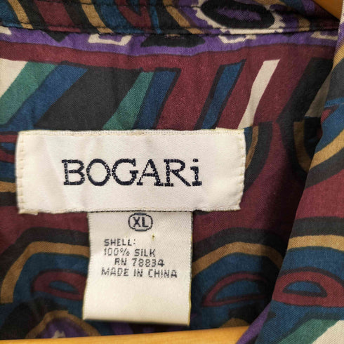 BOGARI 総柄シルクレギュラーカラーシャツ メンズ