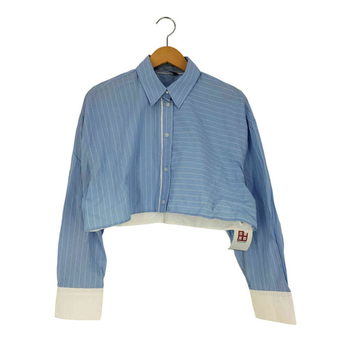 ザラ ZARA ストライプポプリン クロップドシャツ レディース import:S