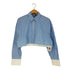 ザラ ZARA ストライプポプリン クロップドシャツ レディース import:S
