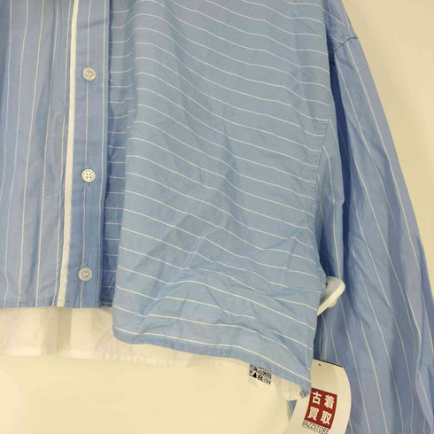 ザラ ZARA ストライプポプリン クロップドシャツ レディース import:S