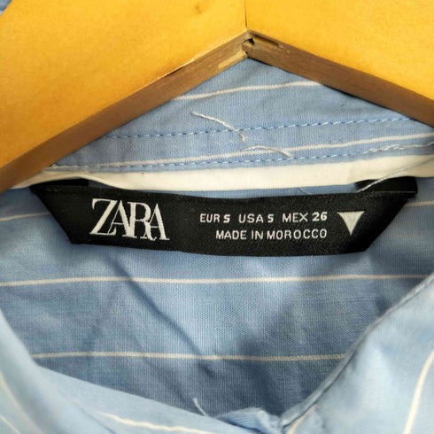 ザラ ZARA ストライプポプリン クロップドシャツ レディース import:S