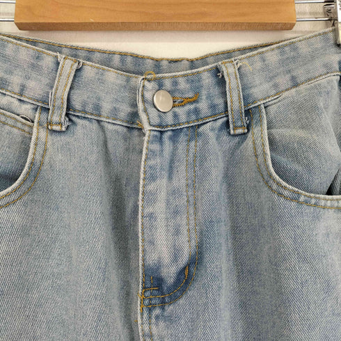 ボタンデザイン ストレートデニムパンツ レディース XL