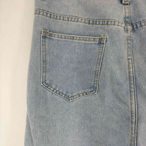 ボタンデザイン ストレートデニムパンツ レディース XL