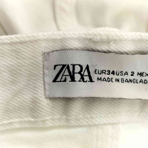 ザラ ZARA ハイウエスト ホワイトワイドデニムパンツ レディース EUR:36