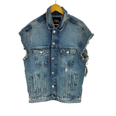 ザラ ZARA ダメージ加工 デニムベスト メンズ S-M