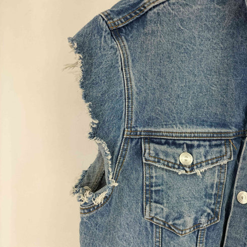 ザラ ZARA ダメージ加工 デニムベスト メンズ S-M