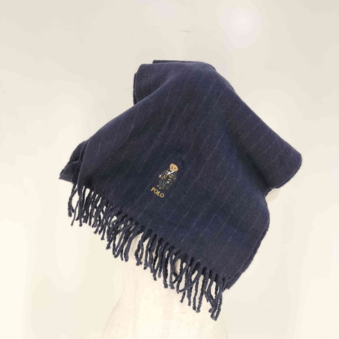 ポロラルフローレン POLO RALPH LAUREN イタリア製 ポロベア刺繍 ストライプ フリンジマフラー メンズ