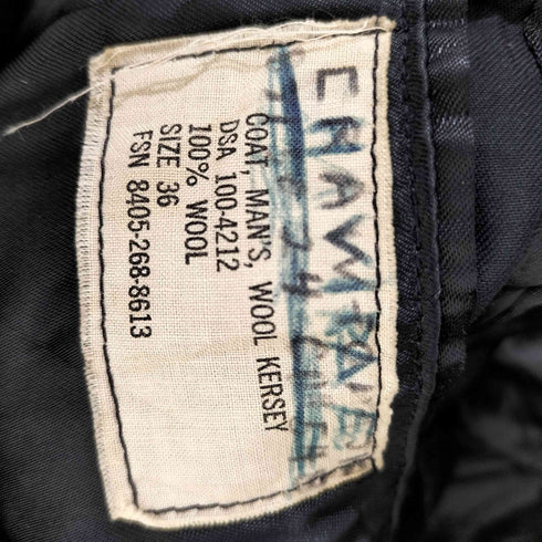 ユーエスネイビー U.S.NAVY 50-60s COAT MAN'S WOOL KERSEY メルトンウール ピーコート メンズ US:36