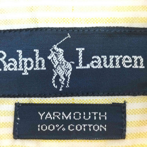 ラルフローレン RALPH LAUREN 90S 香港製 ポニー刺繍 ストライプ BD L/S シャツ YARMOUTH メンズ 15-32