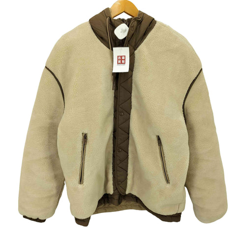 ザラ ZARA キルティング切り替え ボア 中綿 フーデットジャケット メンズ import:M
